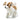 Plush toy dog with brown and white fur on a white background
