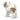 Plush toy dog with white and brown fur on a white background
