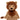 A plush lion toy with a brown mane, tan face and legs, and a small black nose, photographed against a plain white background.