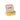 Yellow toy suitcase with a tea set inside on a white background