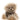 Fluffy teddy bear with a brown bow on a neutral background