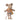Stuffed mouse toy with a striped dress and yellow backpack on a white background