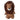 A plush lion toy with a brown fabric body, shaggy dark brown mane, and a white muzzle, photographed against a plain white background.