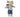 Stuffed mouse toy wearing a striped sweater and shorts with a backpack on a white background