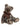 Stuffed teddy bear with a brown bow tie on a white background