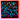 Colorful abstract art piece with geometric shapes on a black background, framed in orange acrylic.