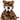 A plush toy of a spotted big cat, resembling a leopard or jaguar, with brown and black spots, a white muzzle, and small white tusks, isolated on a white background.