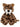 A plush toy of a spotted big cat, resembling a leopard or jaguar, with brown and black spots, a white muzzle, and small white tusks, isolated on a white background.