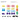 Connetix Transport Pack contents layout showing 50 magnetic building pieces in yellow, blue, red, orange, green, purple, and black cargo cars on a white background.