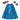 Blue superhero cape with star and lightning bolt designs, accompanied by a red mask and hats on a white background.