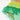 Close-up of a green garment with colorful fringe details on a white background