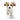 Plush toy dog with brown and white fur on a white background