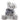 Fluffy teddy bear with a plaid bow tie on a white background
