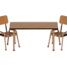 Maileg Table and Chair Set Mouse Dark Powder, a 9cm beech table with 2 chairs on metal legs