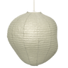 Light green paper lantern hanging against a white background