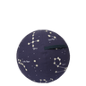 Ferm Living Constellation Pouf in dark blue, a round 50 cm organic cotton pouf embroidered with constellations
