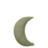 Ferm Living Moon Cushion in tea green, a 31 x 47 cm organic cotton crescent with contrast piping