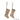 Two rustic fabric Christmas stockings hanging against a white background. One stocking is beige with red vertical stripes and a red braided hanging loop.