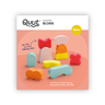 Quut Blokki Coral Pink, 10 soft foam stacking blocks with three faces
