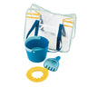 Quut Beach Essential Set Ocean Blue, a Bucki, Raki and Magic Shaper in a clear 39 × 28 × 21 cm bag