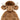 A plush stuffed highland cow, with a brown furry body, darker brown mane, large white horns, and black eyes, photographed on a plain white background.