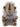 A plush stuffed animal shaped like a lion with a gray furry body, brown horn and paw pads, and small brown ears, photographed on a plain white background.
