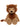 A plush lion toy with a brown mane, tan face and legs, and a small black nose, photographed against a plain white background.