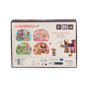 Moulin Roty Les Minouchkas — 4 Mini Puzzles 'A Perfect Day'