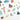 Stickers with various elements like trees, animals, and objects on a white background