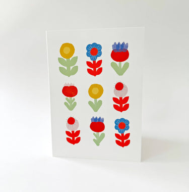 Florence Fry Card : 9 Flowers Blue