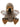 A plush stuffed animal shaped like a small bird or chick, with shaggy gray-brown fur, tan face and feet, white wings, and a black beak and claw tips, photographed on a plain white background.