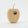 A wooden apple musical shaker on a white background