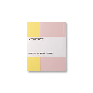 Any Day Now Soft Touch Notebook, Set of 2, Yellow & Pink