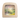 A square wooden picture frame with a rounded top, showcasing a pastel landscape painting of a snowy woodland path with white flowers and birch trees.