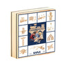 Kapla wooden building block set packaging with illustrations and children playing