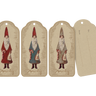 Maileg Gift Tags Nicolaus 12 Pcs, kraft paper tags 11cm tall with vintage-style Father Christmas figures