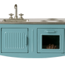 Maileg Kitchen Mouse Blue, a 14cm metal mouse kitchen with sink and oven
