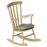 Maileg Rocking Chair Mouse in Wheat, a 10cm metal rocking chair with a cotton cushion