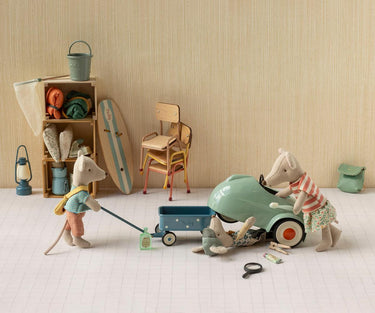 Maileg Car Mouse in Light Mint, second view