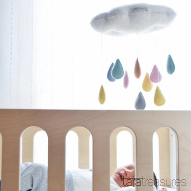 Tara Treasures Cloud Nursery Mobile with Raindrops — 3D Pastel