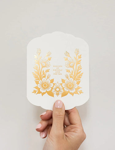 Bespoke Letterpress "Bunches of Birthday Love for You" Scallop Card