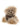 Fluffy teddy bear with a brown bow on a neutral background