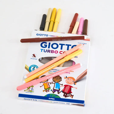 Giotto Turbo Skin Tones Markers, 12 pack