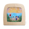 Toverlux Beach Children silhouette by Het Wol Feetje, 19 × 19 cm summer wool painting
