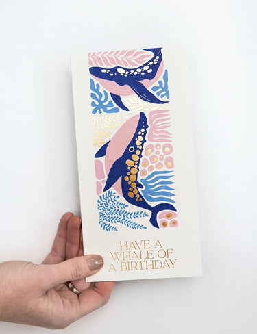 Bespoke Letterpress "Have a Whale of a Birthday" Tall Card