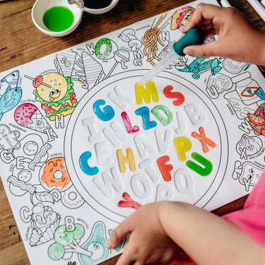 HeyDoodle Reusable Silicone Sensory Mat - Alphabet Soup
