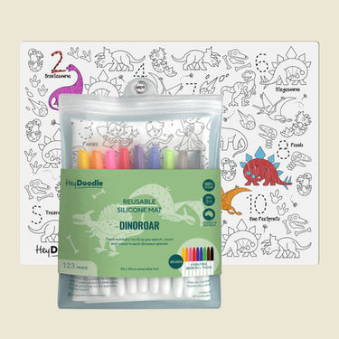 HeyDoodle Reusable Silicone Placemat - DinoRoar