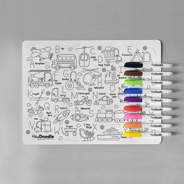 HeyDoodle Reusable Silicone Placemat - Toot Toot Honk