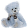 Charlie Bears Hyacinth, a 41cm powder-blue Plumo bear in plush with mohair and alpaca, wearing a scarf