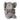 A plush gray elephant toy with a small embroidered brown eye and a ruffled beige collar with a subtle floral pattern, shown against a plain white background.